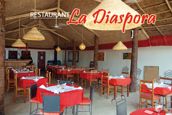 Restaurant La Diaspora Cap Skirring spacieux et lumineux, cuisine de qualité à petit prix. Soirée à thème tous les jeudis cap skirring arvimedia